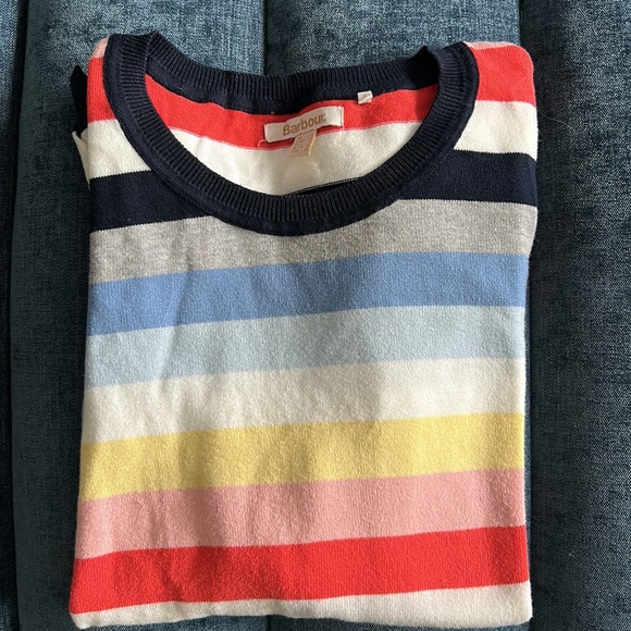 Soft cotton striped Barbour crewneck sweater. Size 4. - Picture 6 of 6